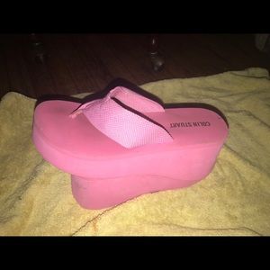 Pink flip flop wedges